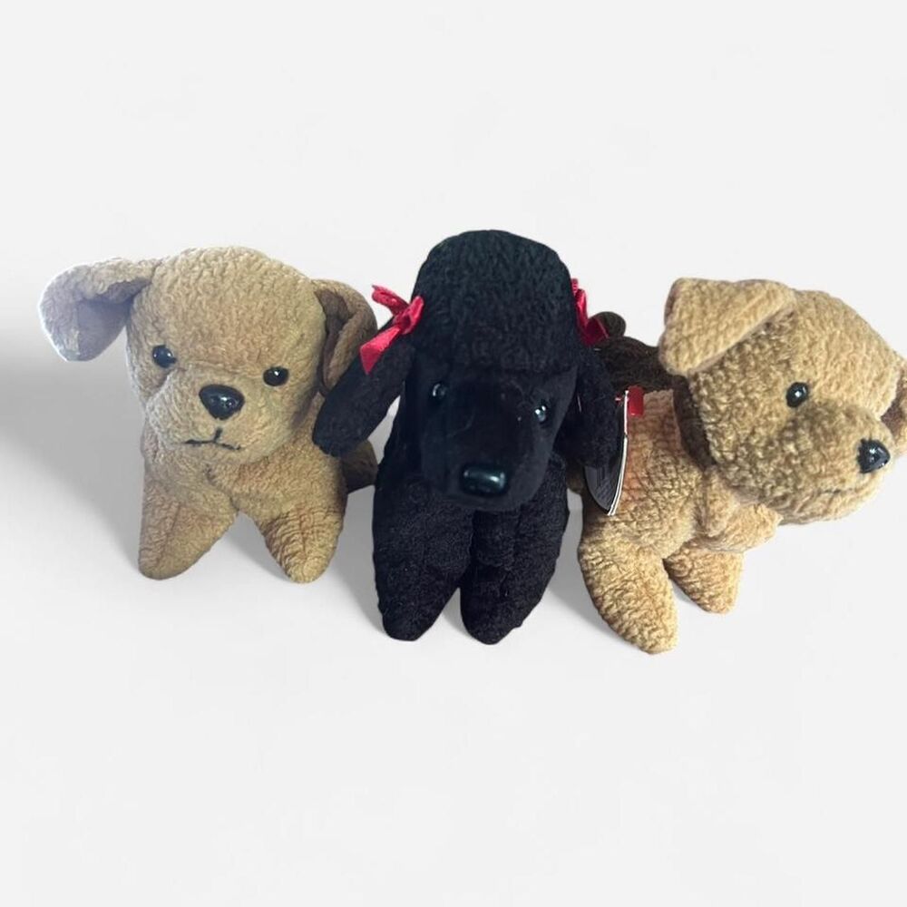 Set of 3 Vintage Dog Beanie Babies